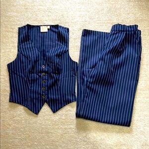 Striped Blue Women's Vest and Pants Set
